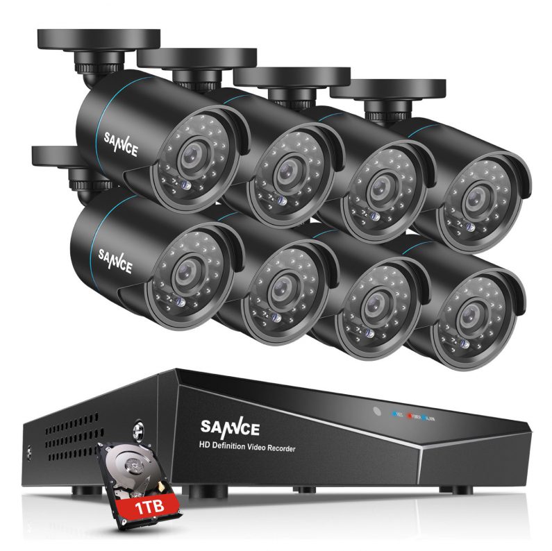 SANNCE 1080P HDMI 8CH DVR 1500TVL IR Outdoor CCTV Security Camera System 1TB US