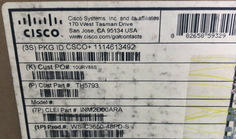 NEW in Factory box Cisco WS-C3650-48PD-S 3650 48 Port POE+ 640W AC Power IP BASE