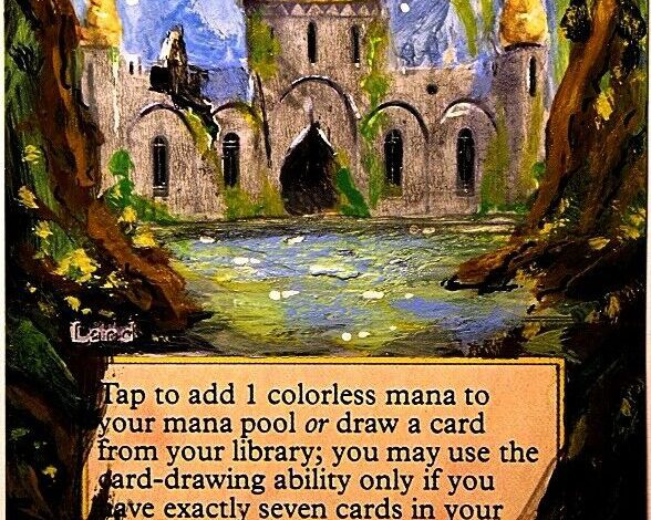 1 Basic Land and Free Library Of Alexandria Proxy X1 Hand Painted Art Alter MTG